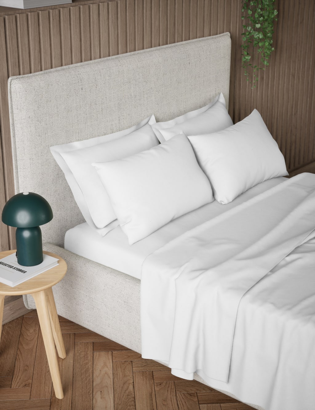 M&S Pure Cotton 300 Thread Count Flat Sheet White