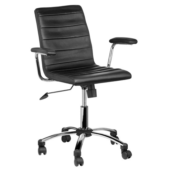 Tenova Black Faux Leather Home And Office Chair With Arms