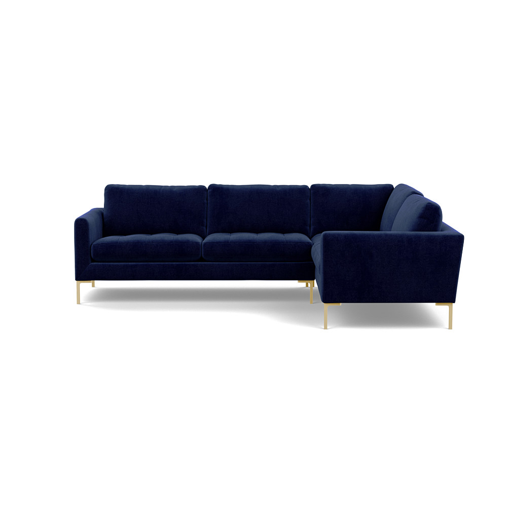 Heal's Eton Right Hand Facing Corner Sofa Smart Luxe Velvet Midnight Brass