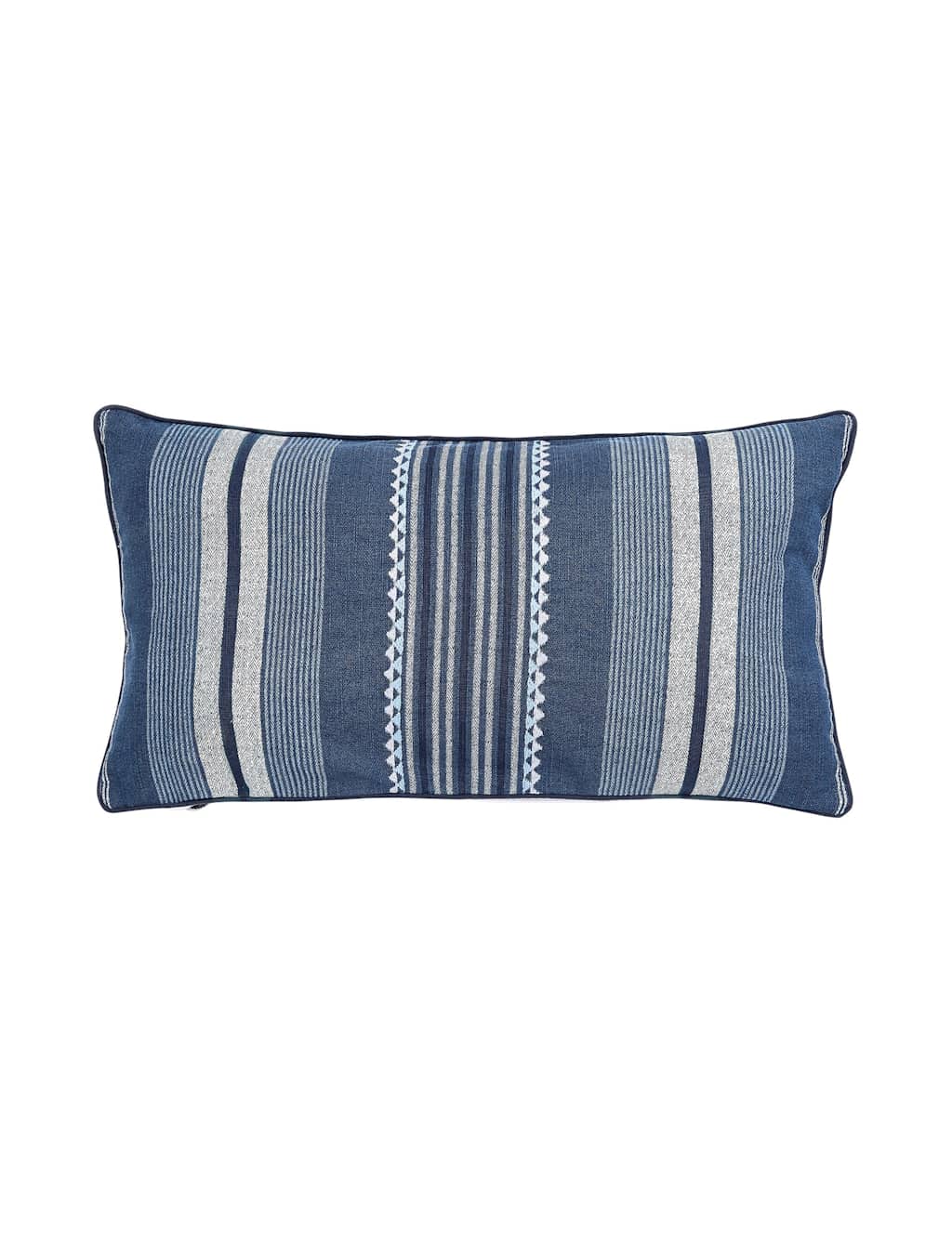 Bedeck of Belfast Kayah/Liyana Pure Cotton Striped Cushion Indigo Mix