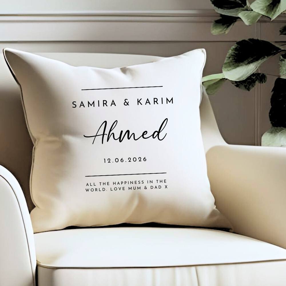 Aye Do Gifts Personalised Neutral Wedding Cushion in Cream