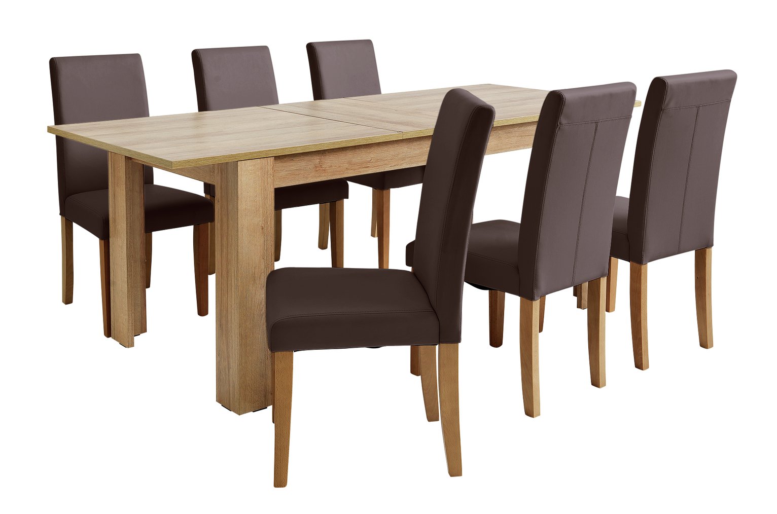 Argos Home Miami XL Extending Table & 6 Chocolate Chairs