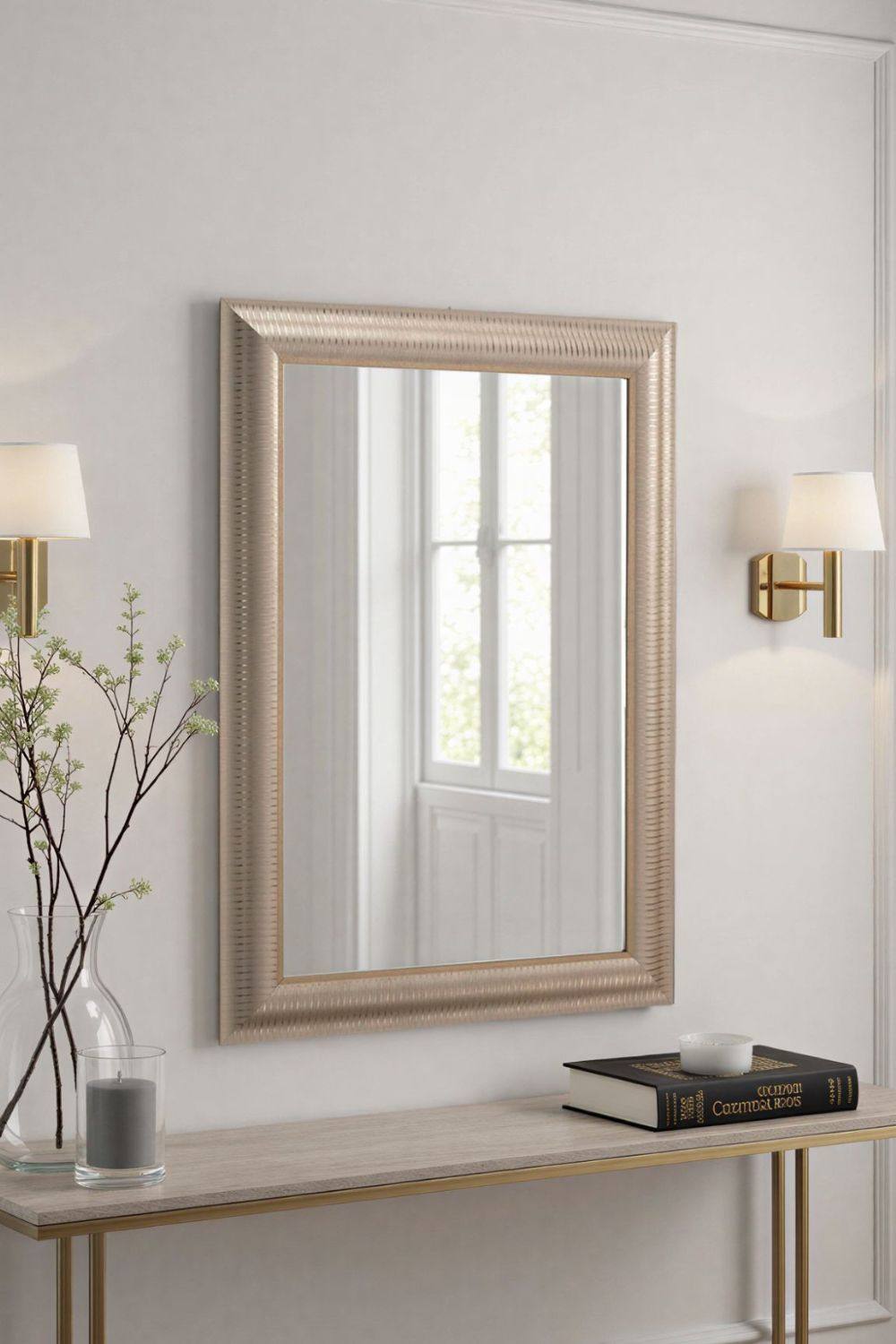Yearn Mirrors Textured Gold Bevelled Wall Mirror