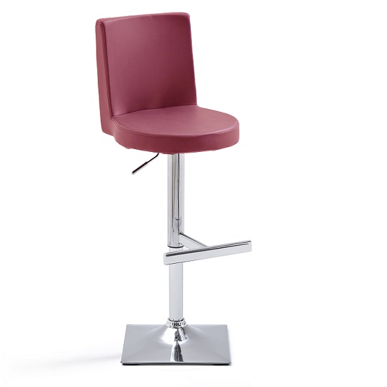 Twist Bar Stool Bordeaux Faux Leather With Square Chrome Base