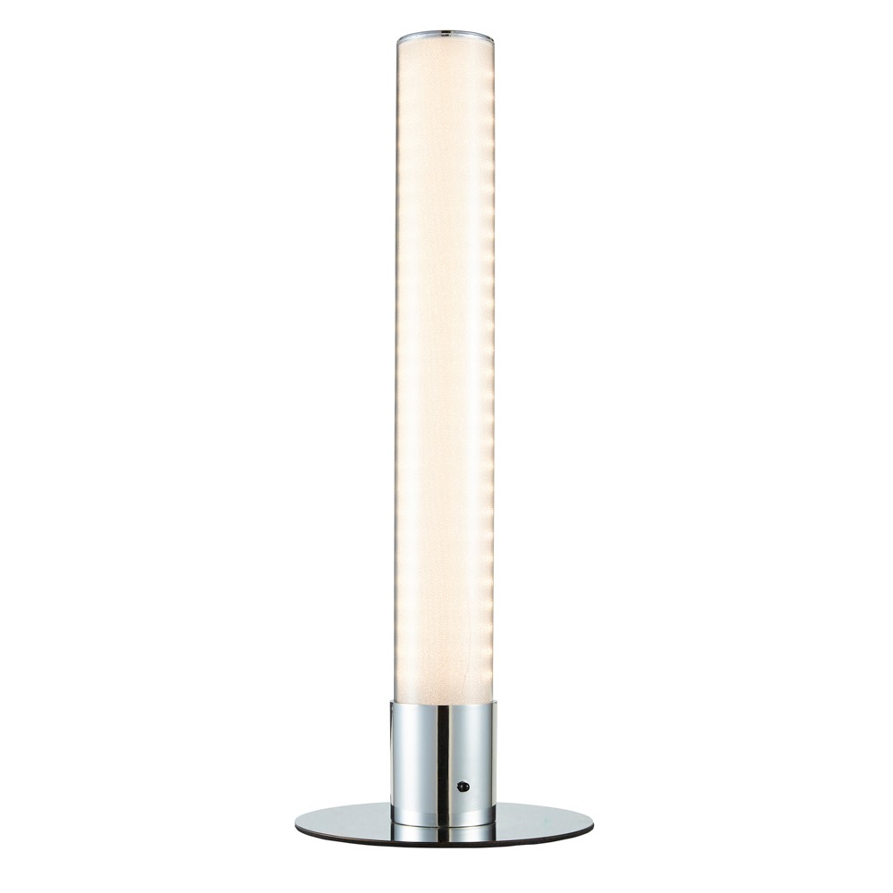 Glow Shimmer Colour Changing LED Cylinder Table Lamp, Chrome