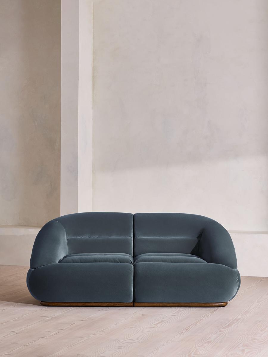 Edison Modular Sofa, Three Seater, Velvet, Grey Blue