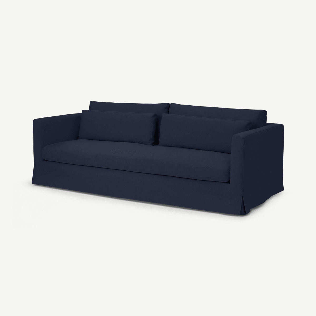 Arabelo 3 Seater Loose Cover Sofa, Midnight Blue Cotton & Linen Mix