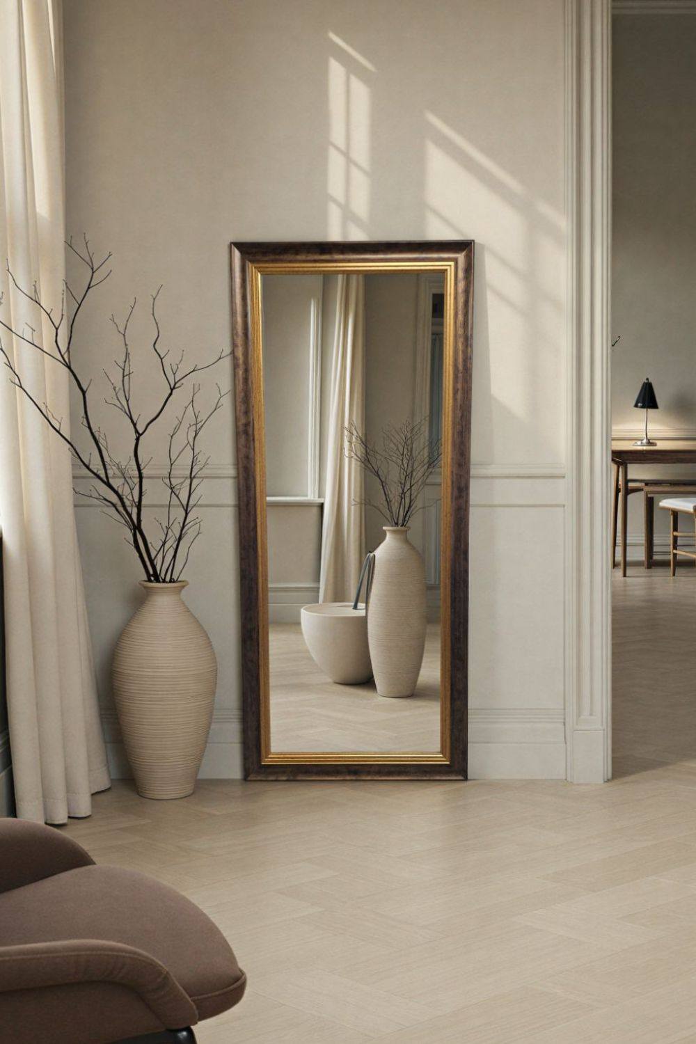 Yearn Mirrors Classic Tall Bronze Gold Bevelled Wall Mirror