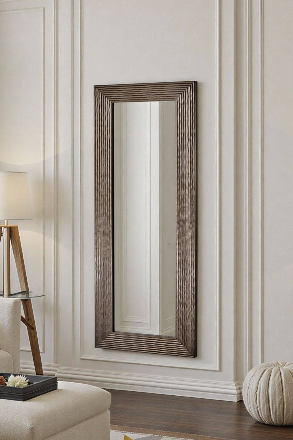 Yearn Mirrors Wave Tall Bronze Framed Bevelled Wall Mirror
