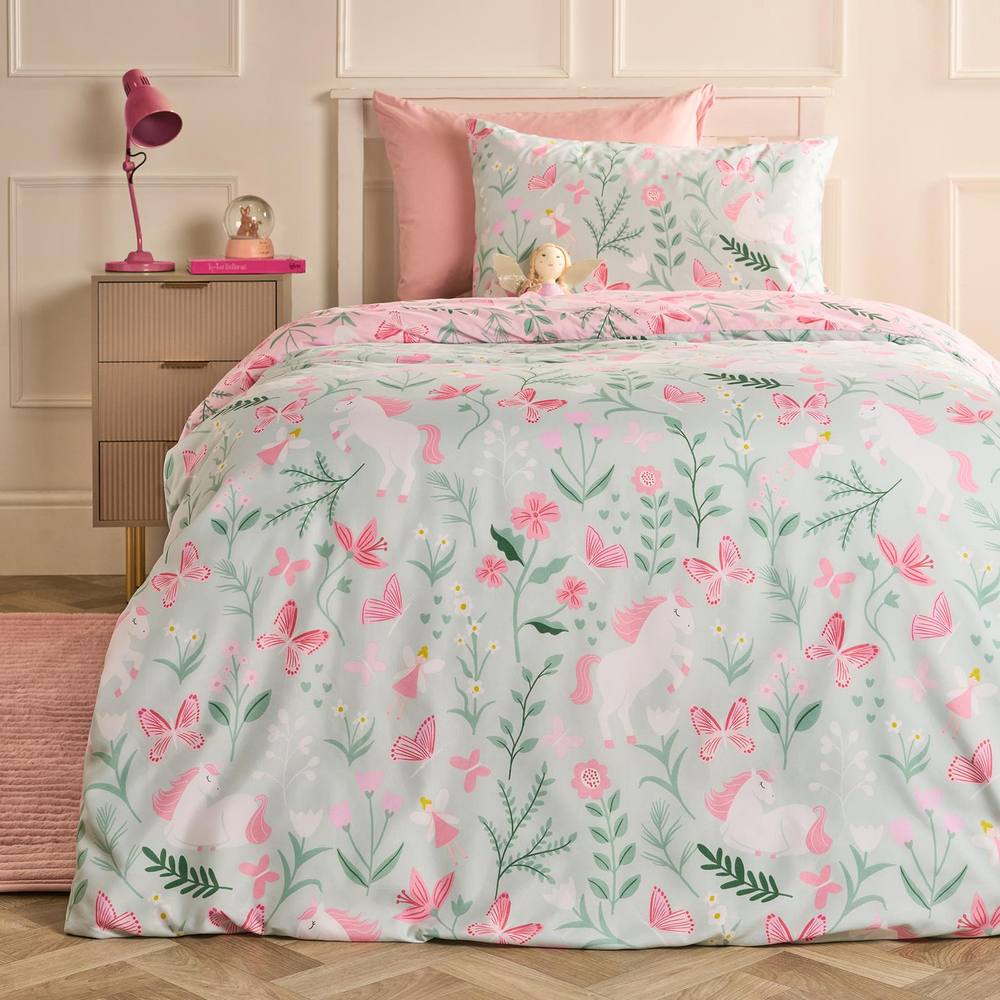 OHS Enchanted Unicorn Bedding Set Microfibre Duvet Cover with Pillowcase