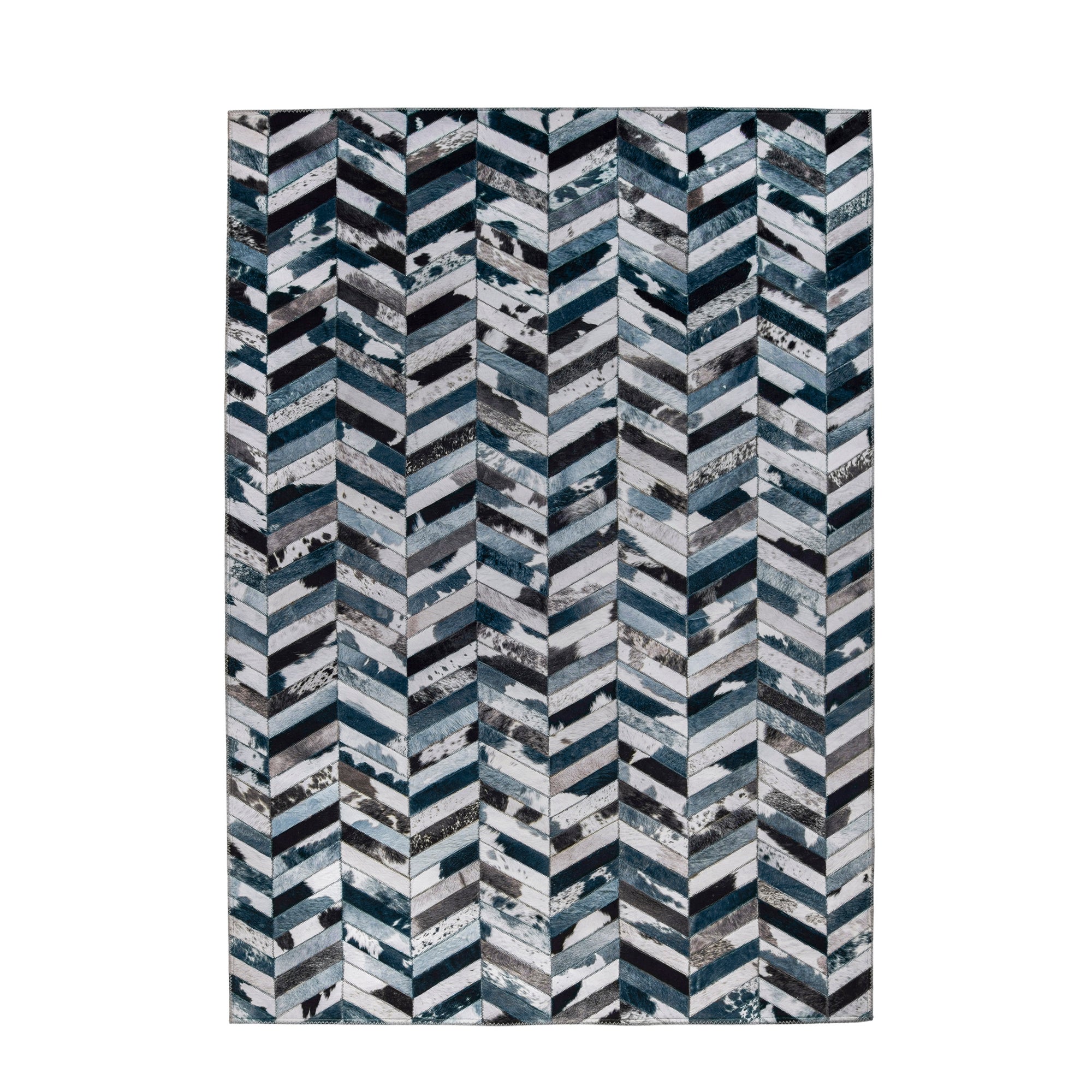 Jesse Faux Hide Rug Blue, Grey and White