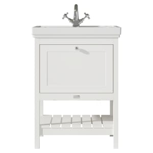 Bayswater Hartleigh Pointing White Traditional Freestanding Vanity Unit & 1 Tap Hole Traditional Recessed Basin - 600mm