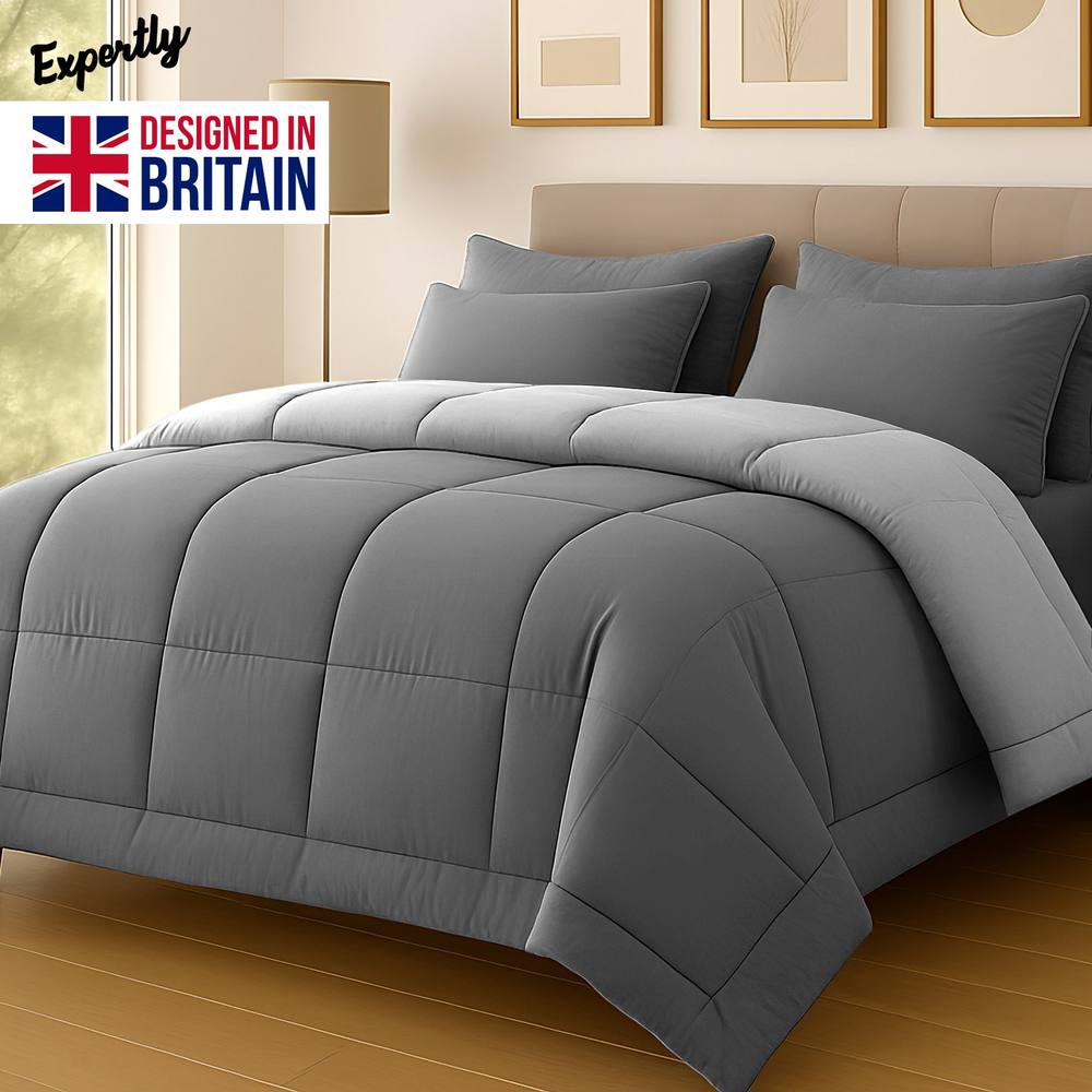 Pamposh 10.5 Tog Cover Less Duvet Anti Allergy Quilt in Grey
