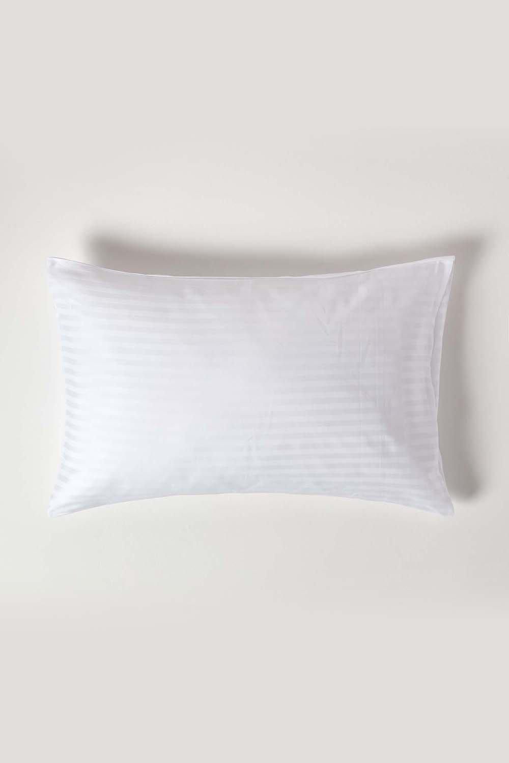 Homescapes Egyptian Cotton Satin Stripe Housewife Pillowcase 330 TC in White