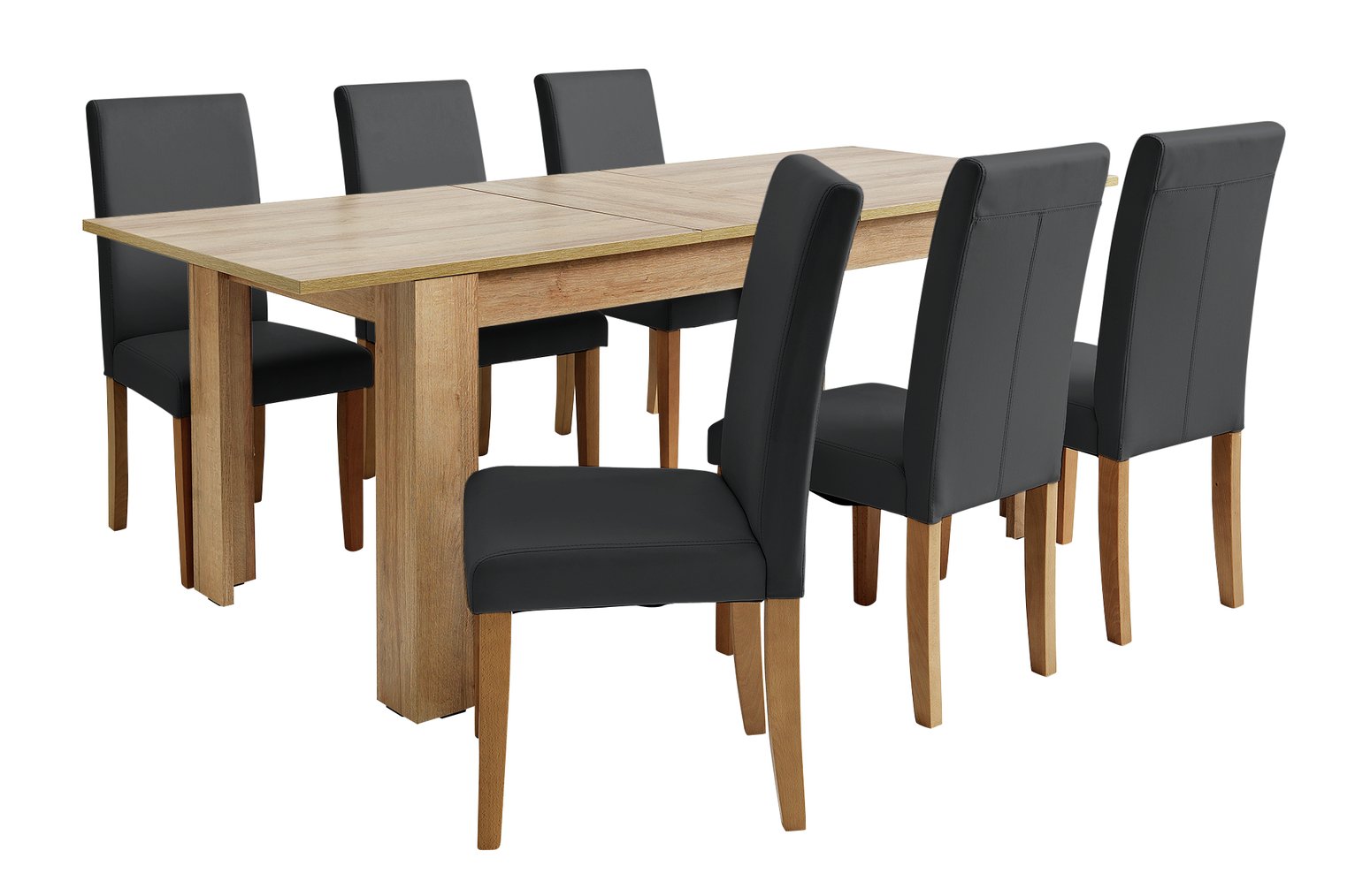 Argos Home Miami XL Extending Table & 6 Black Chairs