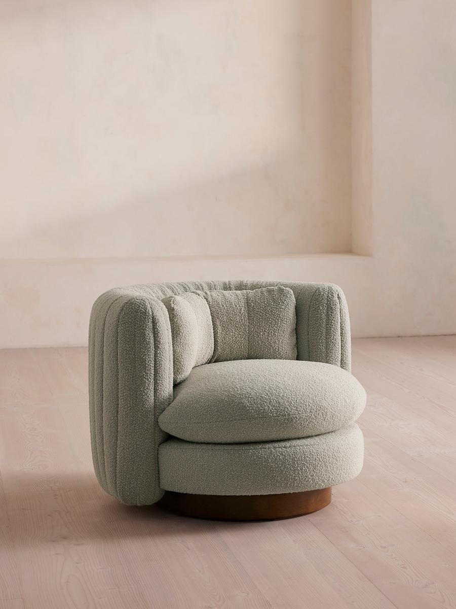 Vivienne Armchair, Textured Wool Boucle, Pistachio