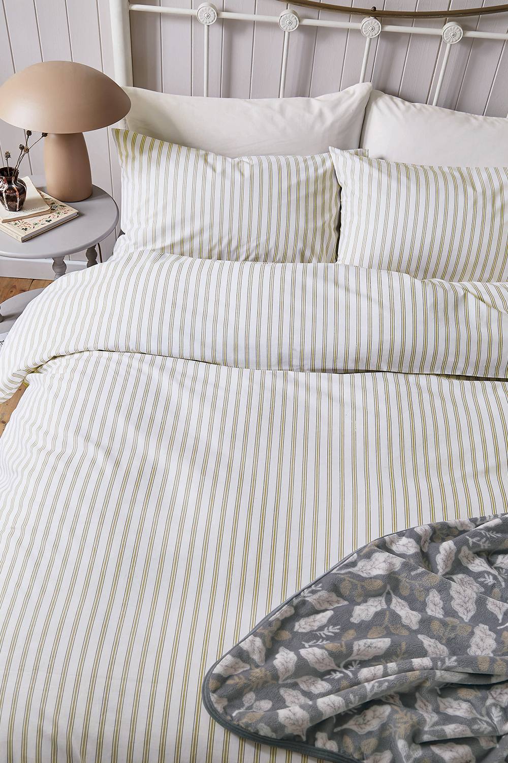 Helena Springfield 'Ticking Stripe' Cotton Duvet Cover Set in Cream 4