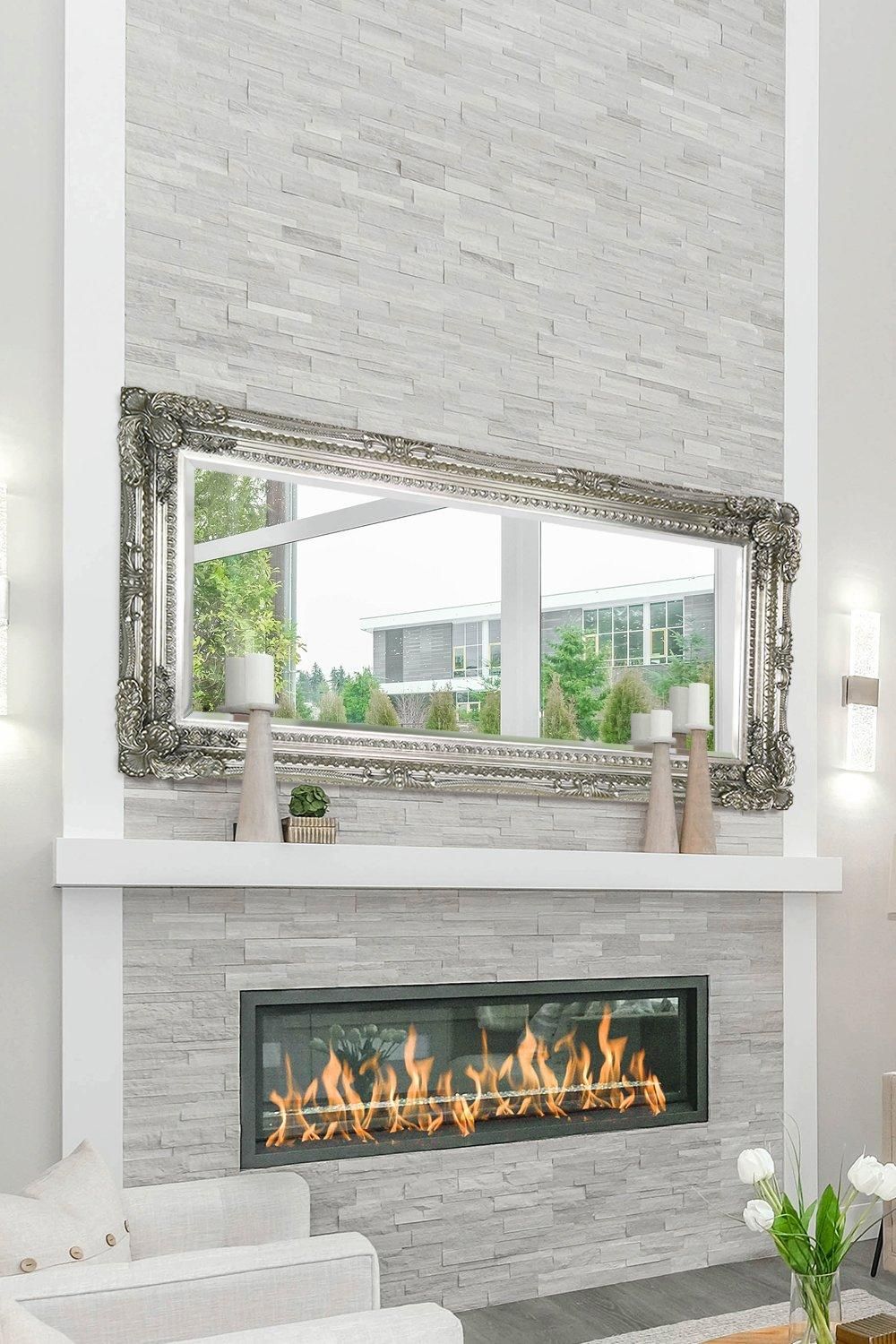 MirrorOutlet 'Carved Louis' Silver Antique Style Dress Full Length Leaner Mirror 183 x 91cm