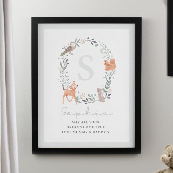 Personalised Woodland Initial Poster Frame