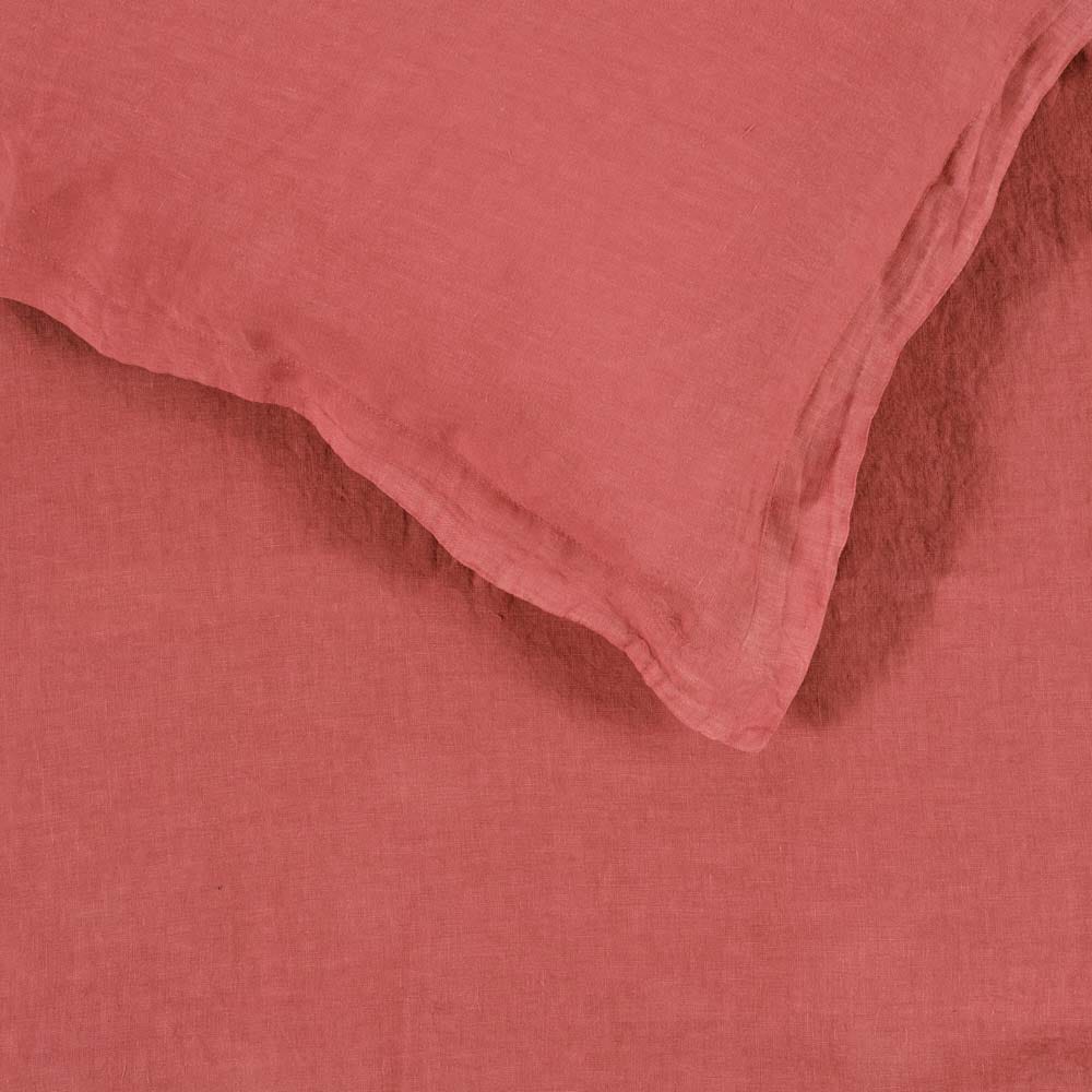Heal's Washed Linen Terracotta Fitted Sheet Double 3