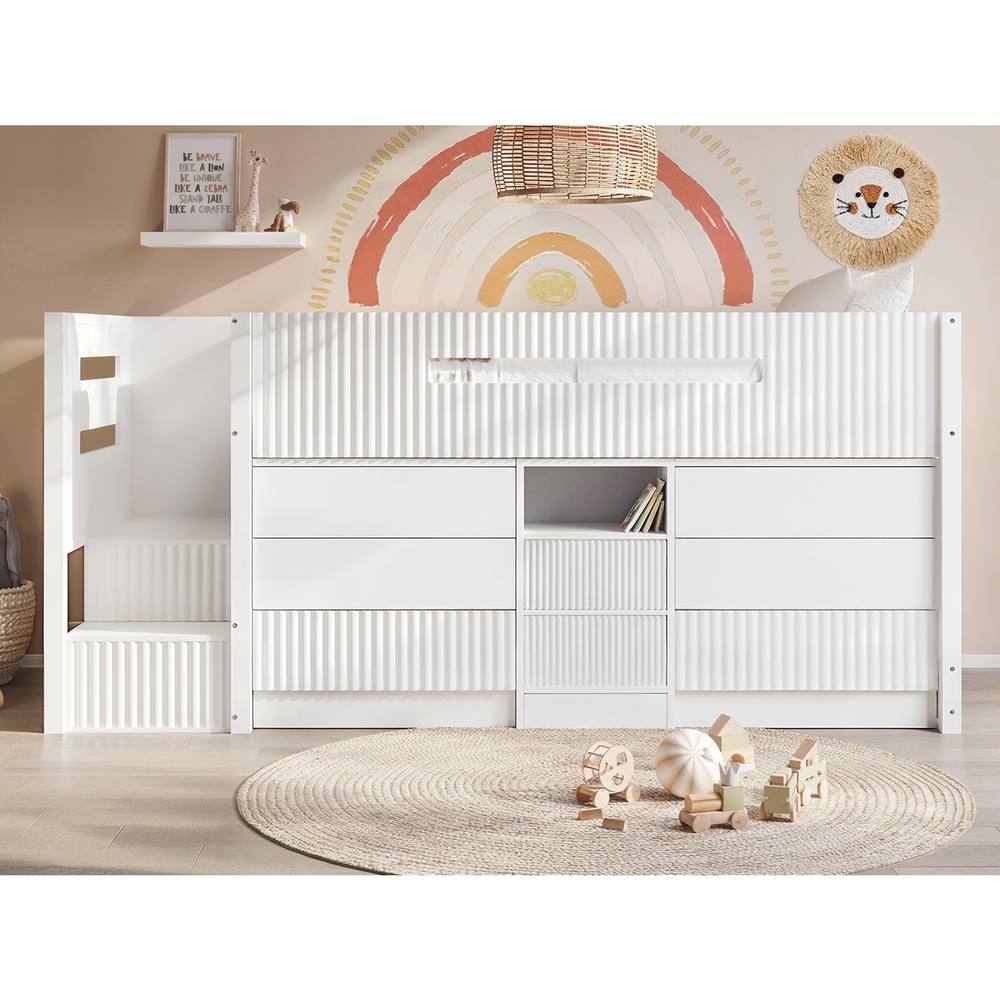 Flair Luca Ribbed Mid Sleeper Storage Bed in White