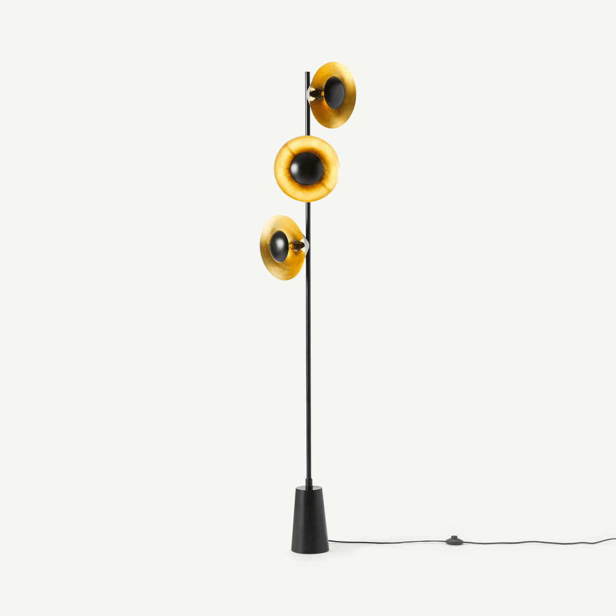Arne Floor Lamp, Black & Gold Foil