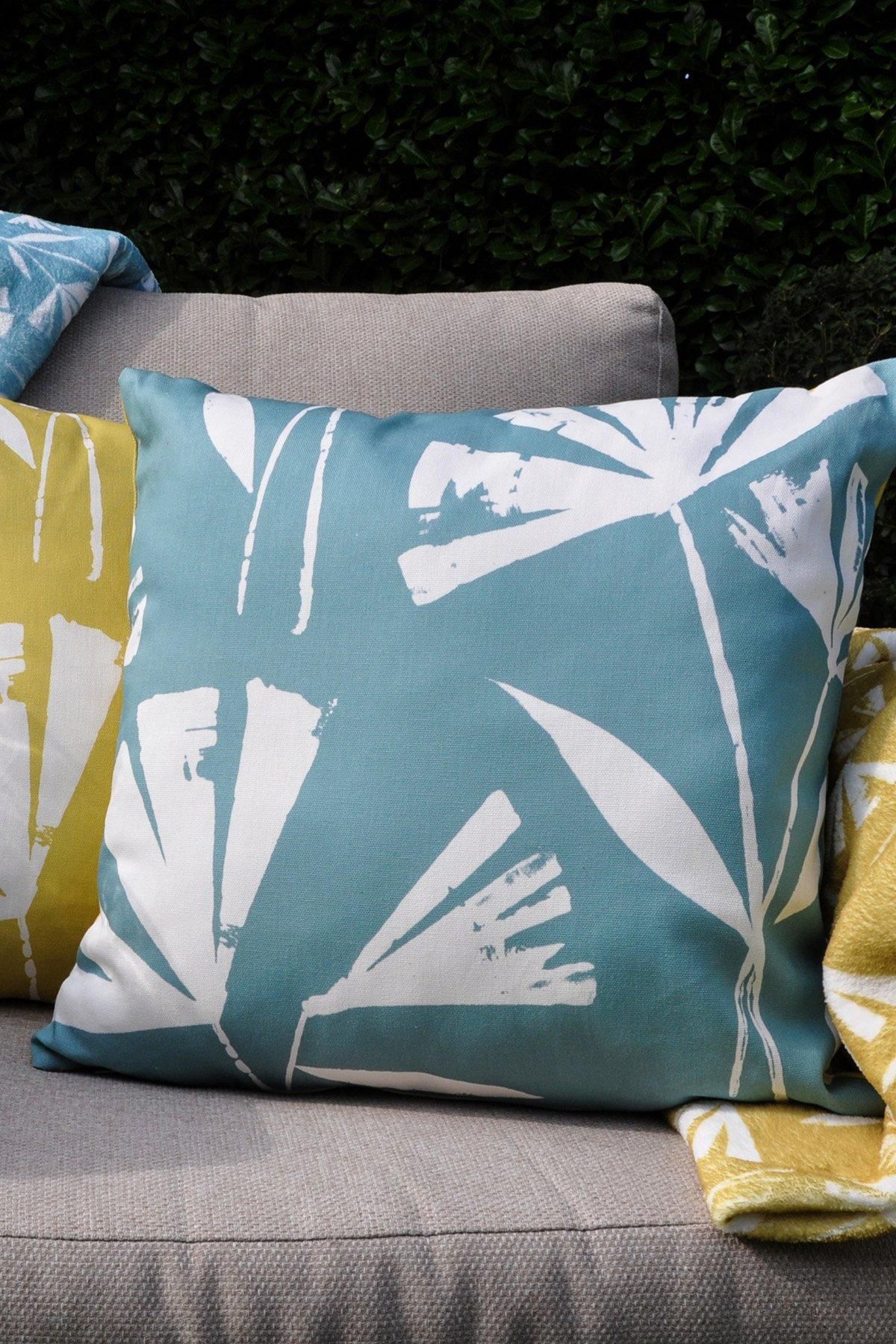 Fusion 'Alma Outdoor' Water & UV Resistant Garden Filled Bench Cushion in Teal 2
