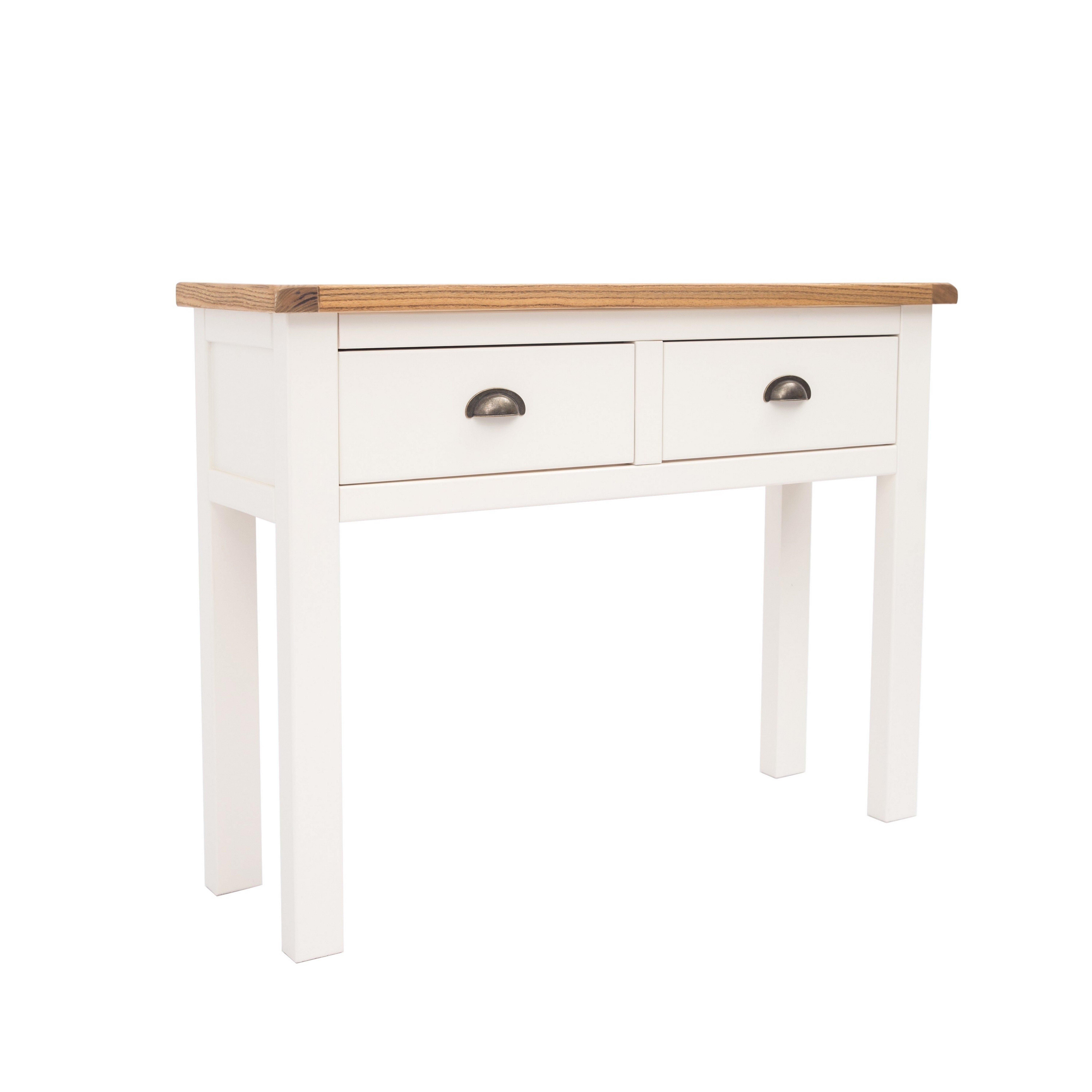 Cabinet Bits Lovere Off-White 2 Drawer Console Table Brass Cup Handle