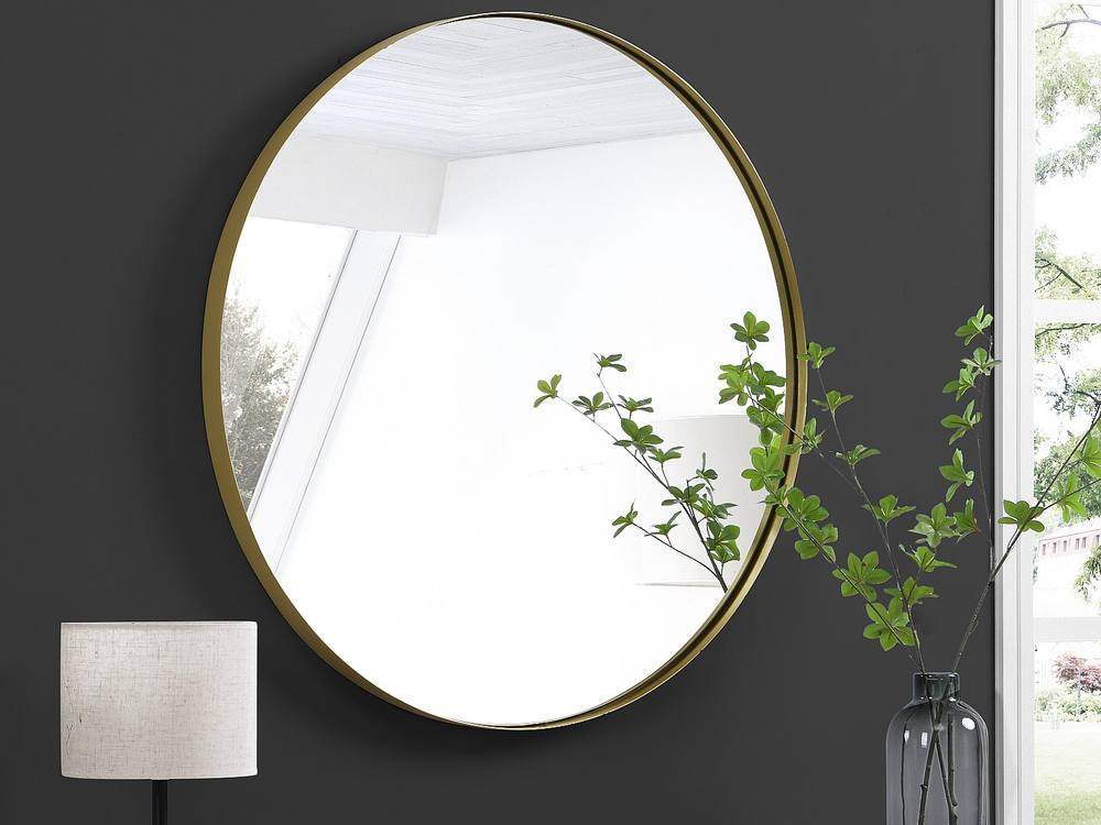 Vente-unique Round Metal Wall Mirror - D.80 Cm - Gilded - JAFFREL in Gold