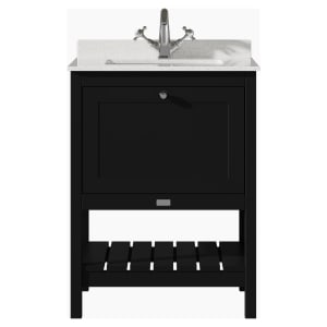 Bayswater Hartleigh Matt Black Traditional Freestanding Vanity Unit & 1 Tap Hole White Marble Top Basin - 600mm