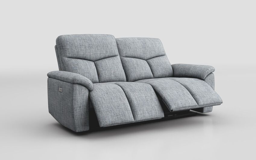 Blue Fabric Caselle 3 Seater Power Recliner Sofa