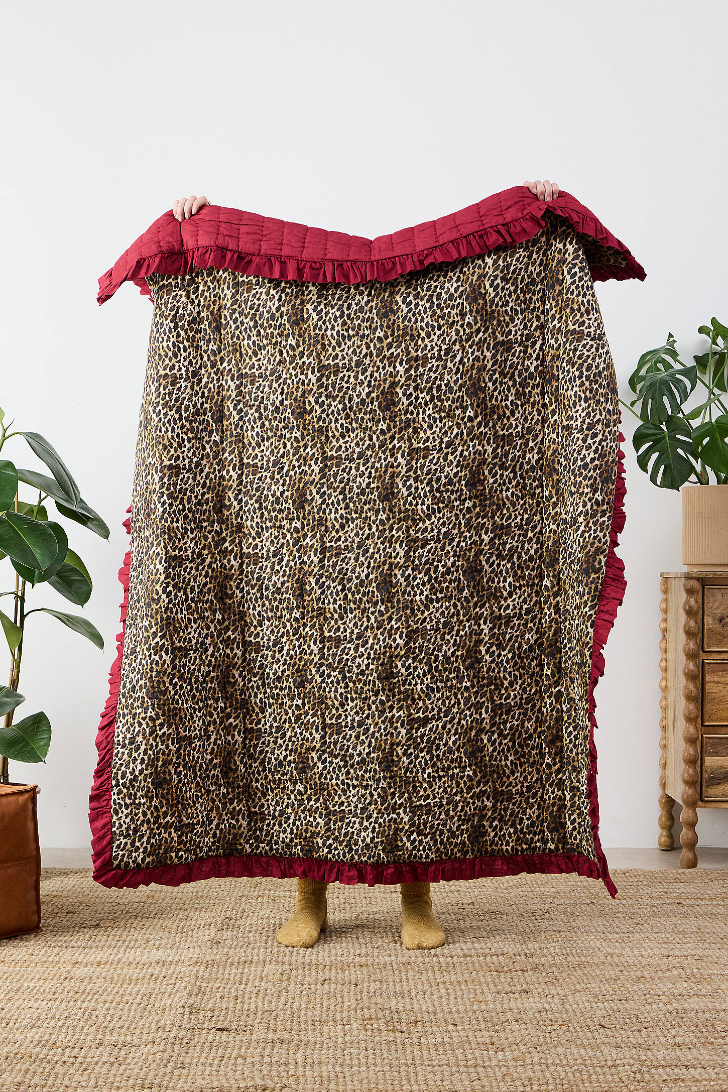 Leopard Quilted Throw - Neutral