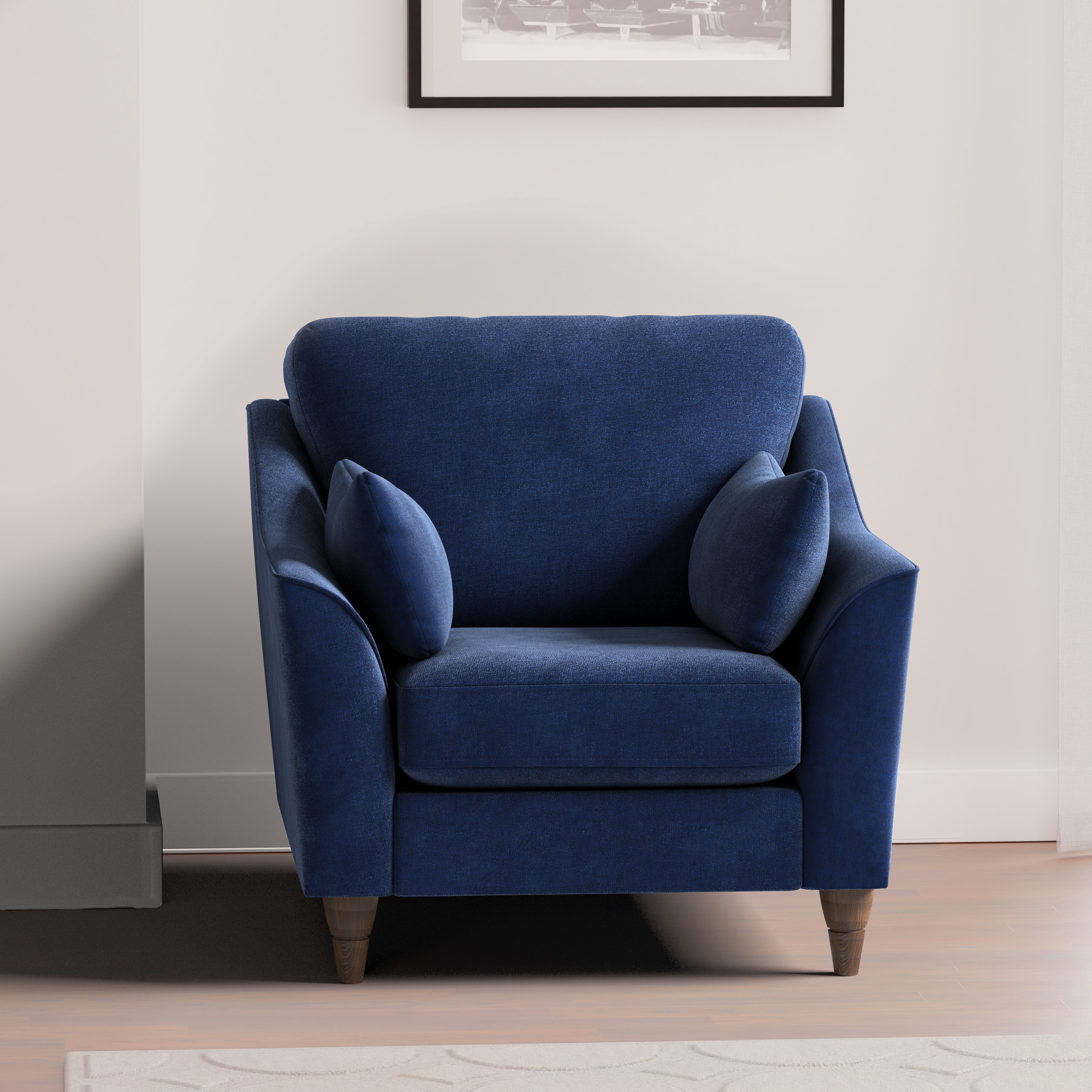 Sophia Plush Chenille Armchair Navy