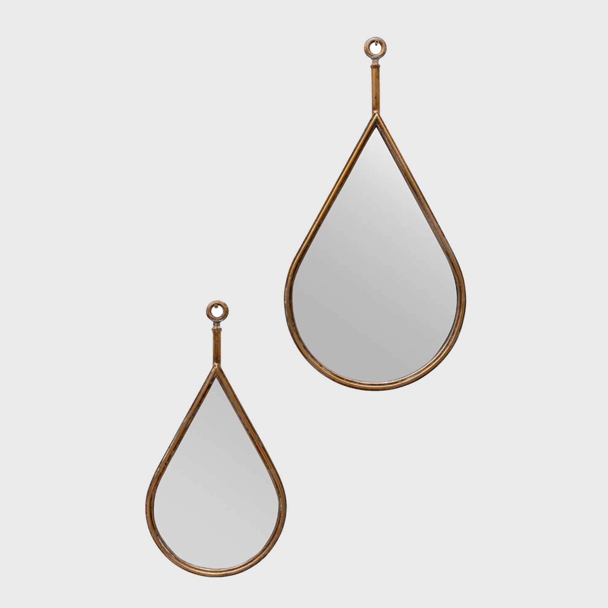 Set of Two Tear Drop Mirrors, Neutral Metal | Barker & Stonehouse