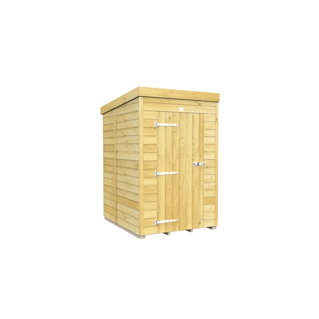 Buttercup Farm 4 x 5 Feet Pent Shed - Single Door W/O Windows - L147 x W127 x H201 cm in Brown