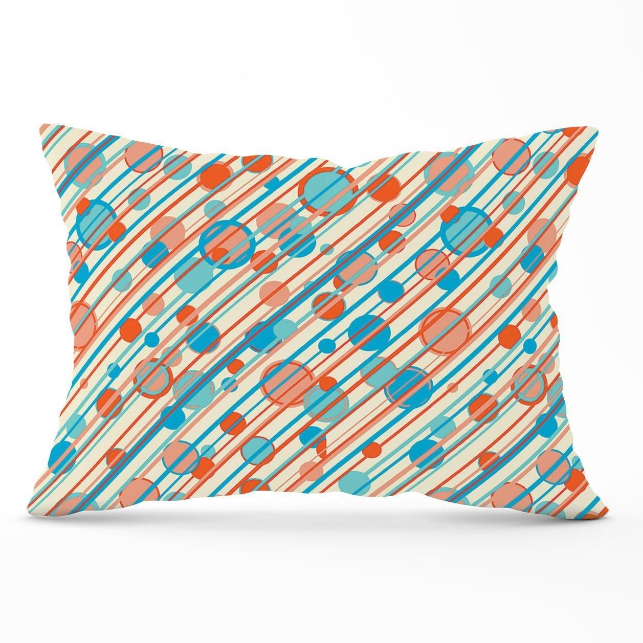 Warren Reed - Designer Retro Stripes & Circles Cushions in Blue