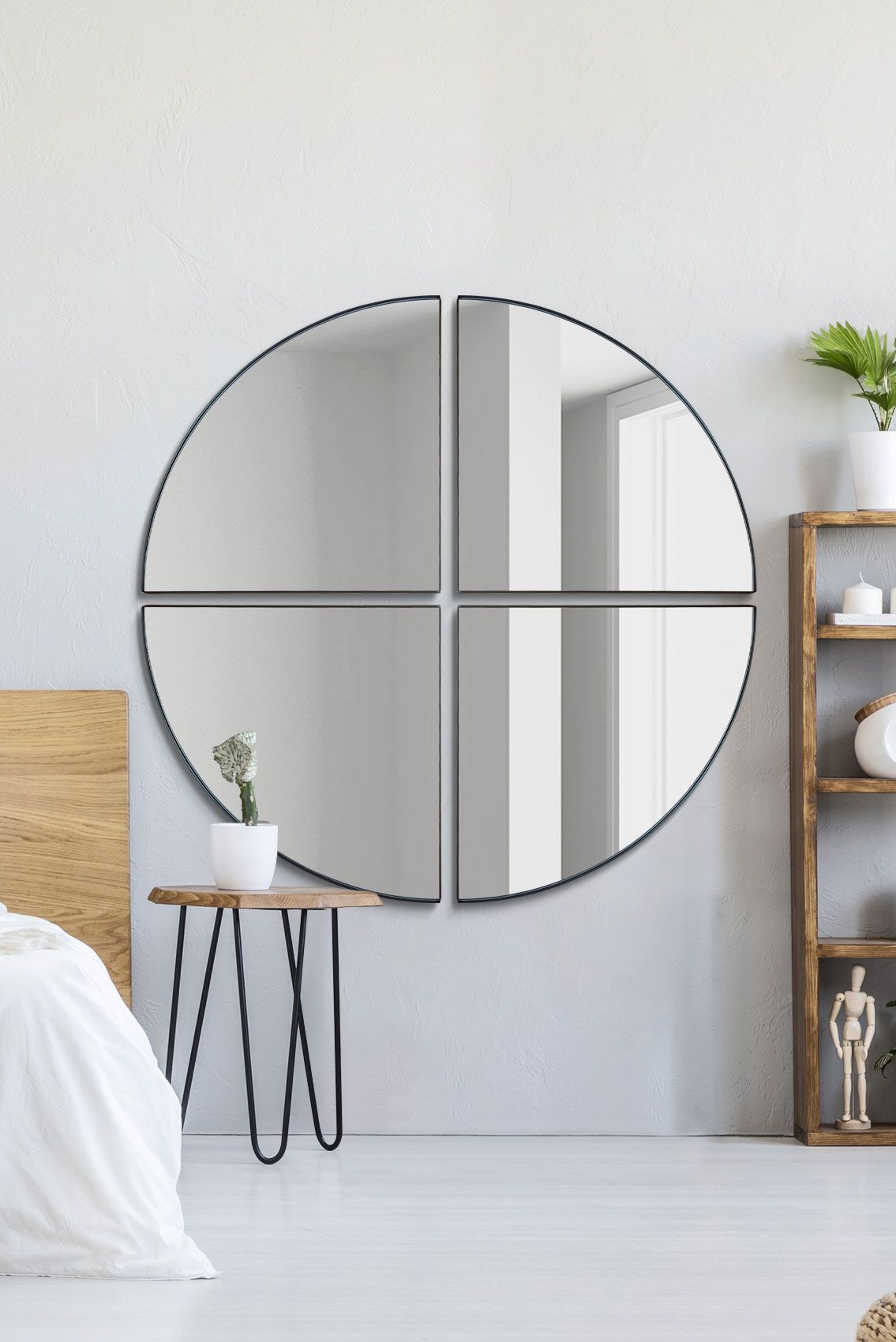 MirrorOutlet New Black XL Circular Metal Wall Mirror 70" X 70" (180 x 180CM)