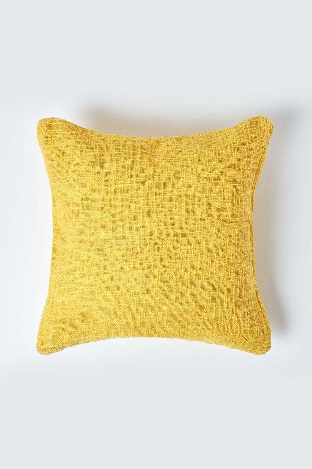 Homescapes Nirvana Cotton Cushion Cover in Yellow