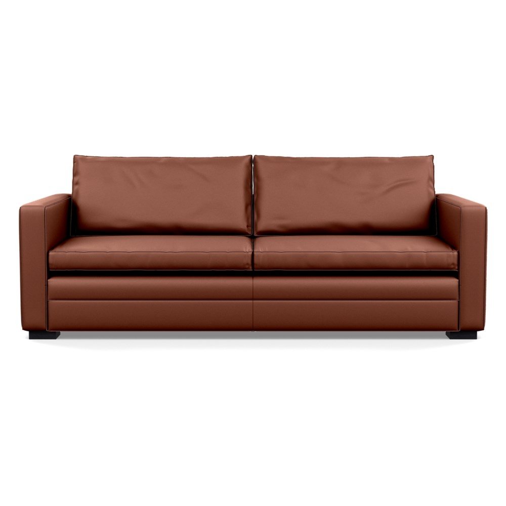 Heal's Palermo 4 Seater Sofa Leather Grain Dark Brown 068 Black Feet