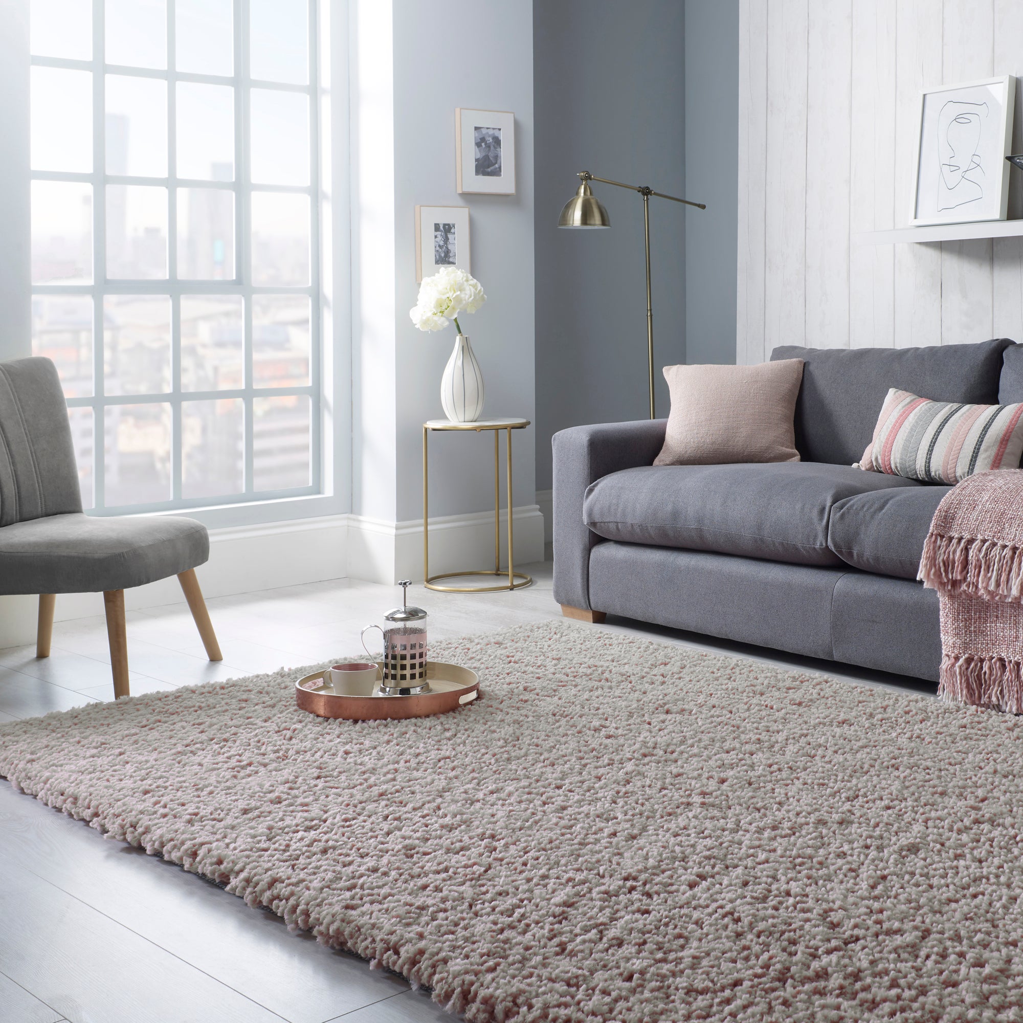 Bertie Shaggy Rug Grey