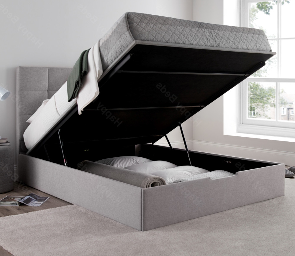 Whitburn Silver Fabric Ottoman Storage Bed Frame Only - 4ft6 Double