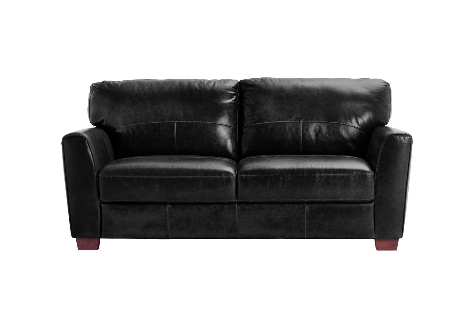 Habitat Milford 3 Seater Leather Sofa - Black