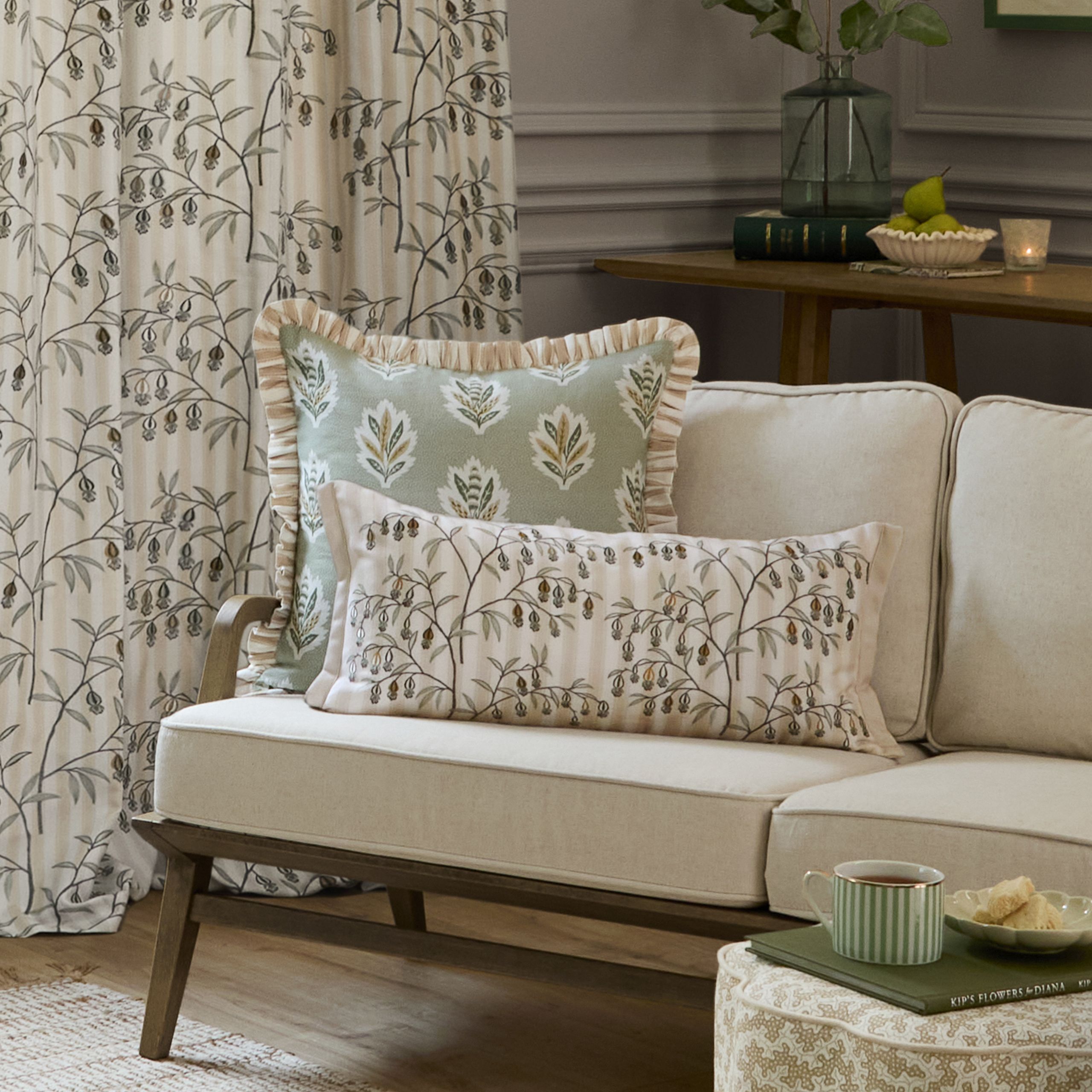 Sanderson Chinese Lanterns Embroidered Cushion in Beige