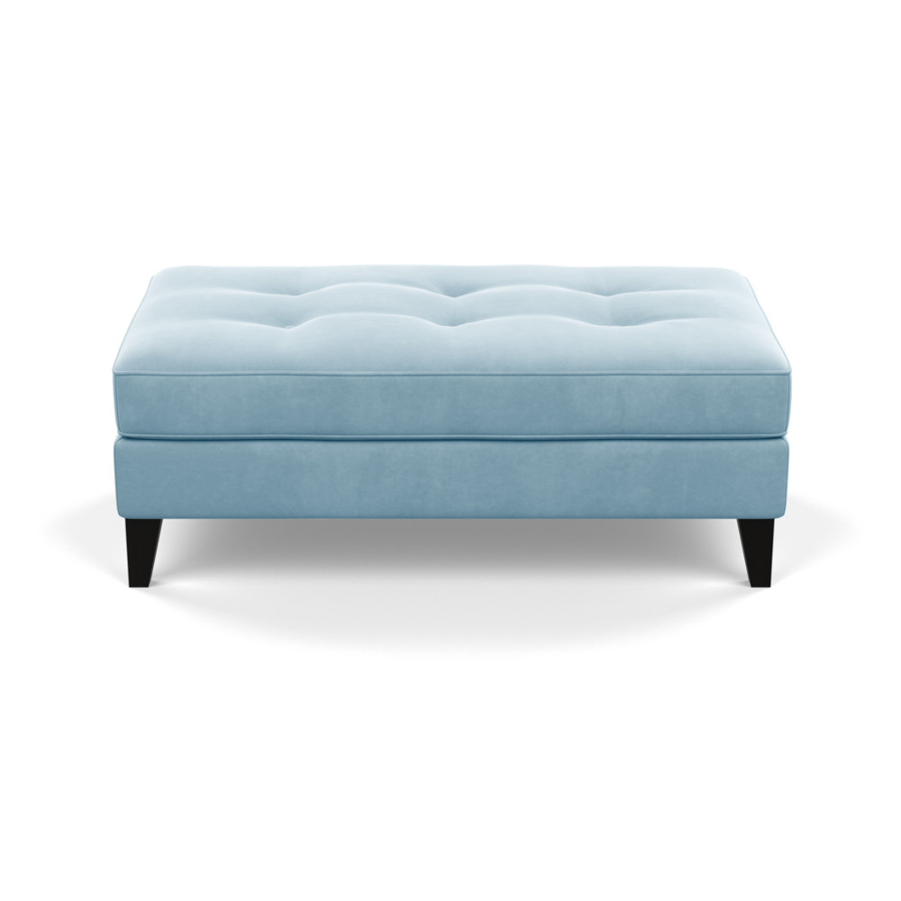 Heal's Mistral Footstool Varese Velvet Sky Black Feet