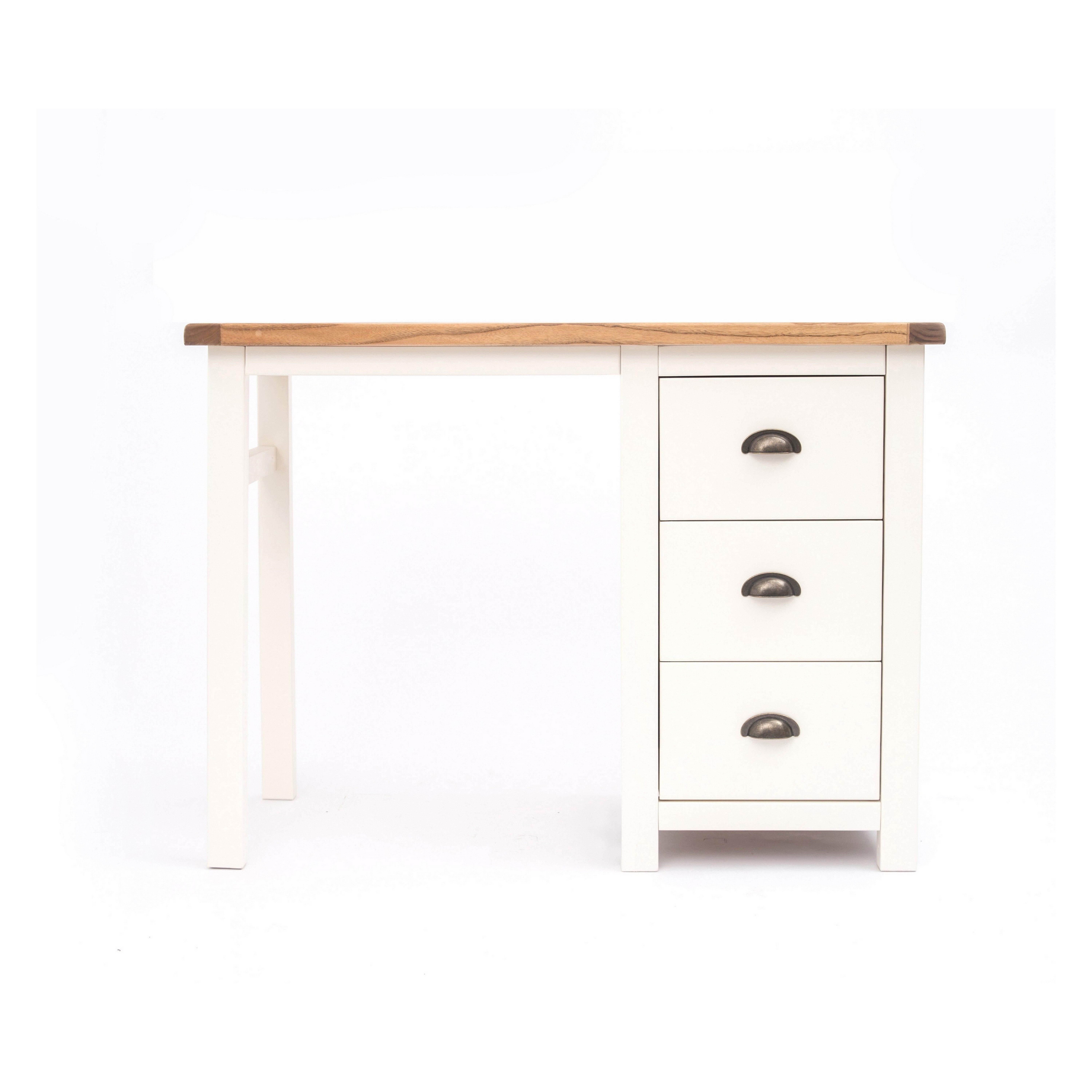 Cabinet Bits Lovere 3 Drawer Desk - Dressing Table Brass Cup Handle in Off-White