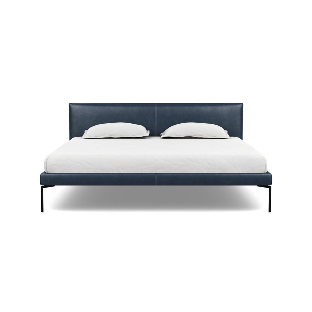 Heal's Matera Bedstead Super King Leather Stonewash Navy Blue 279