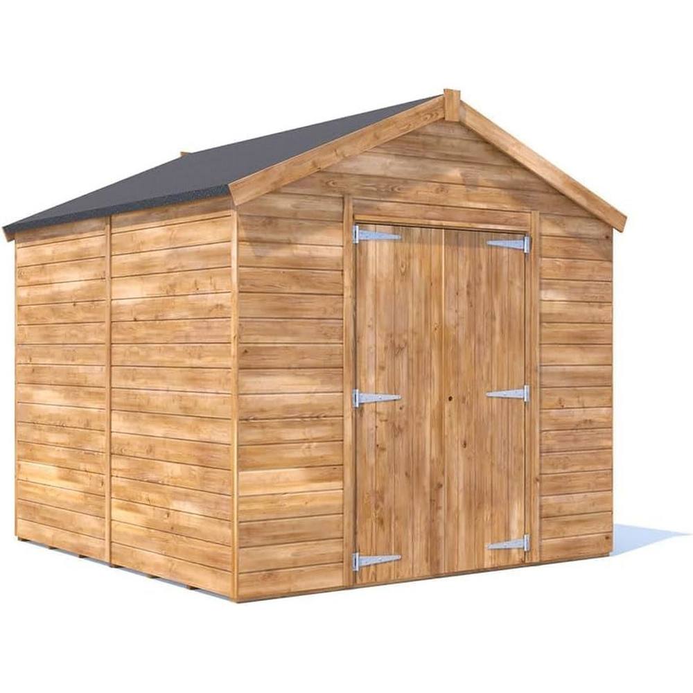 Dunster House Wooden Bike Shed Garden Building 2.4 x 2.4m Apex Plus Overlord Modular in Brown