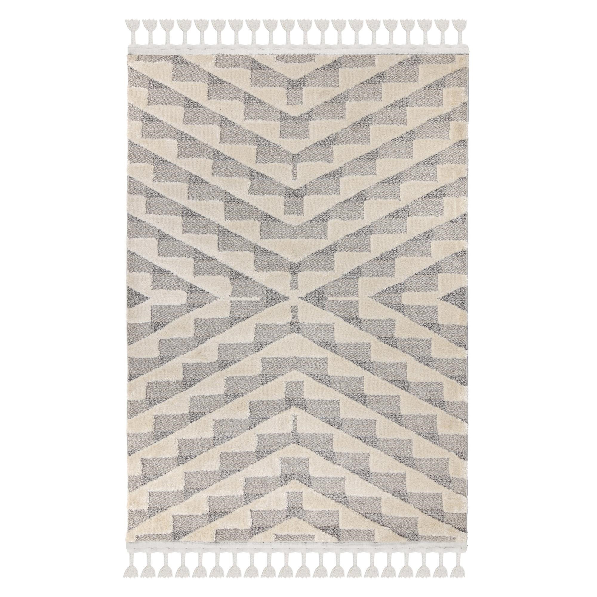 Hampton Geometric Rug Grey and Beige