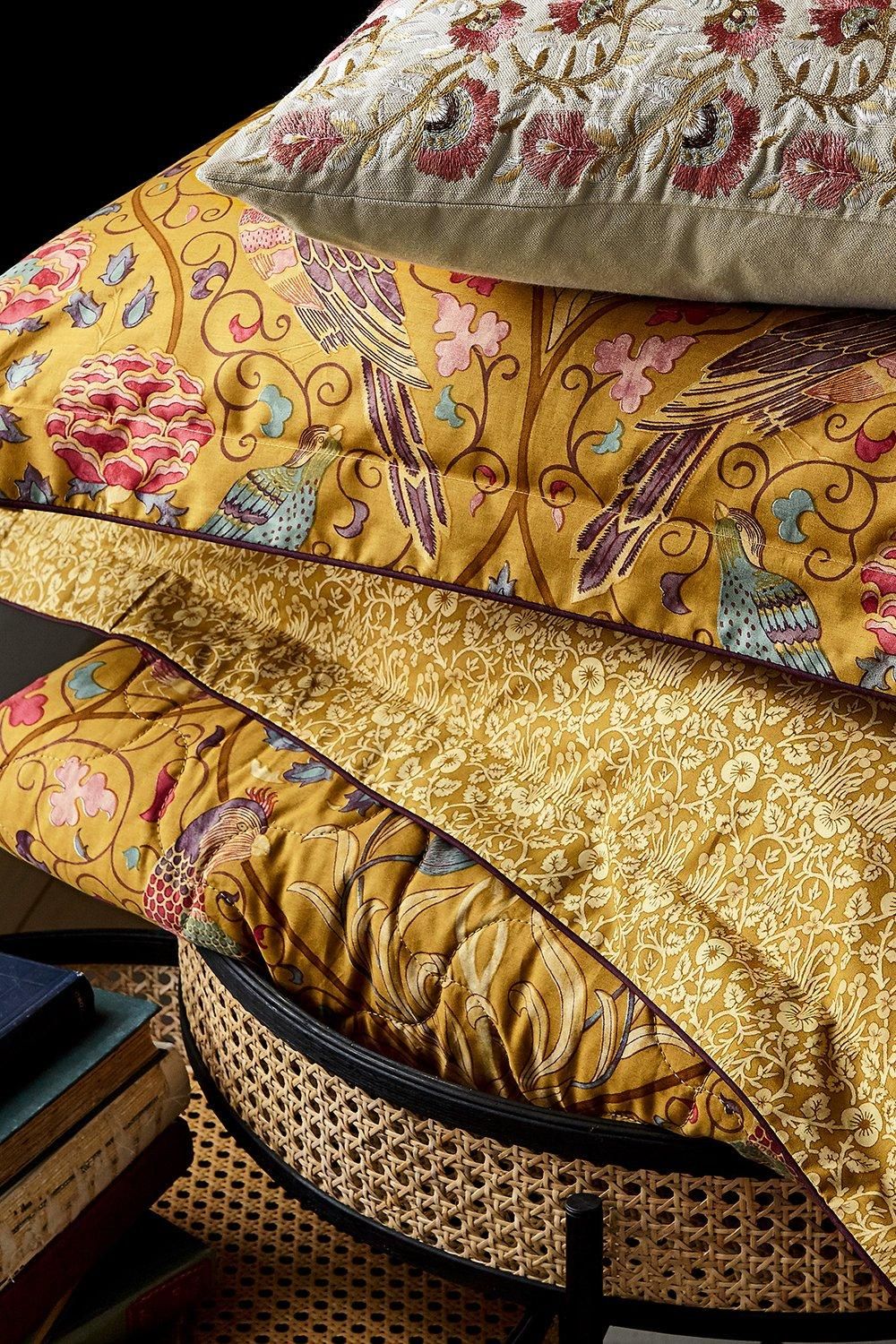 Morris & Co 'Seasons By May' Cotton Percale Duvet Cover Set in Mustard 4