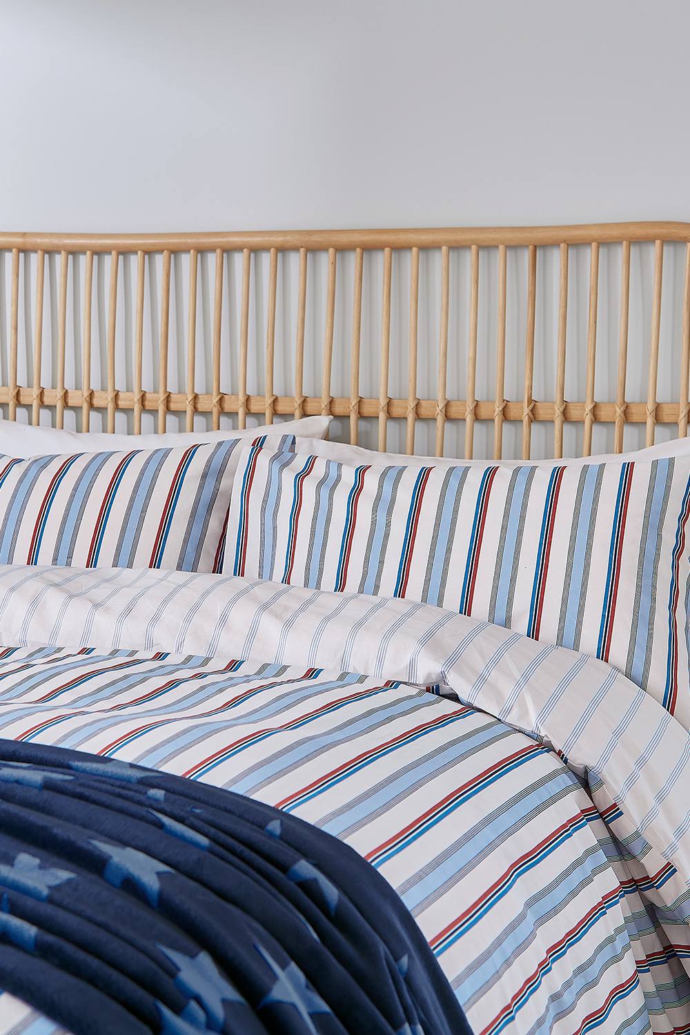 Helena Springfield 'Elwood Stripe' Cotton Cover Set in Blue 2